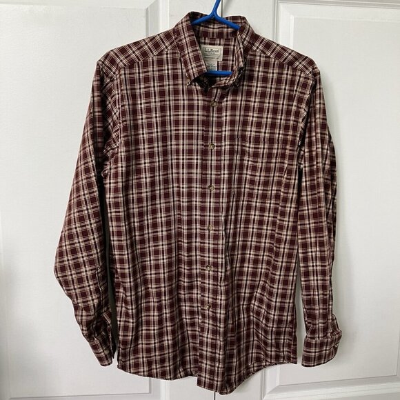 L.L. Bean Shirt Mens S Red Plaid Traditional Fit Button Up Outdoor Gorpcore - Picture 1 of 7